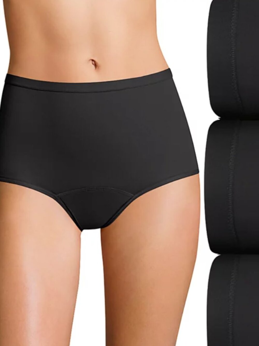 NEW Hanes Ultimate Period Briefs 3 Pack Black 2XL Moderate Protection